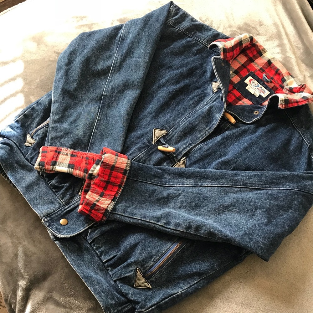 VINTAGE Denim and Plaid jacket